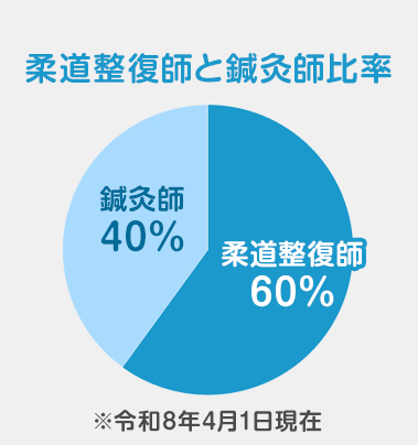 柔道整復師と鍼灸師比率